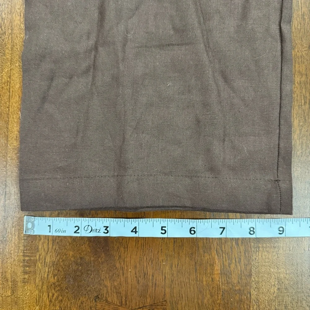 Reformation Vesta Pleated Linen High-Rise Trousers Cafe Brown Size 0 European - Picture 8 of 8